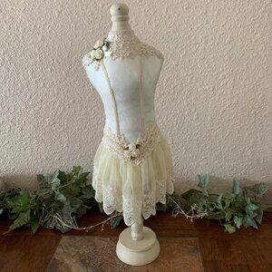 A Special Place Ivory Dress Mannequin on 19" Wooden Stand for Vanity Decor
